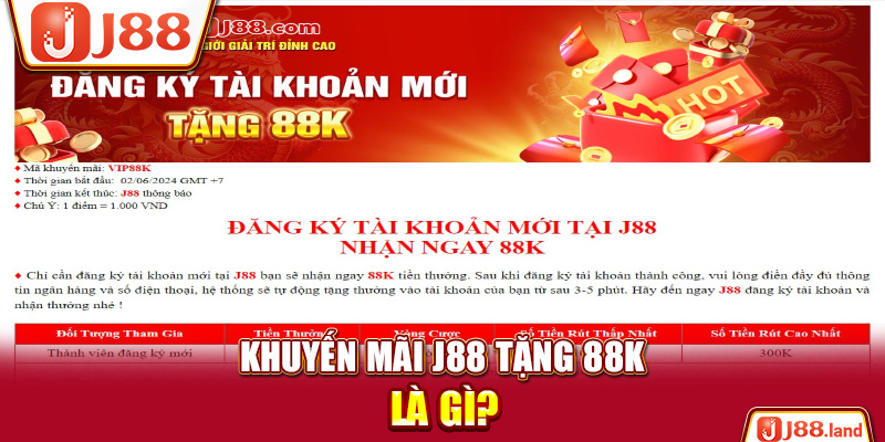 Khuyến mãi J88 tặng 88K là gì?