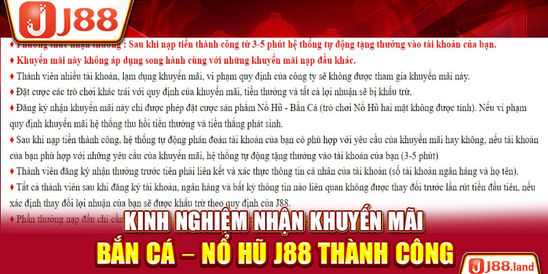 Kinh nghiệm nhận khuyến mãi Bắn cá – Nổ hũ J88 thành công