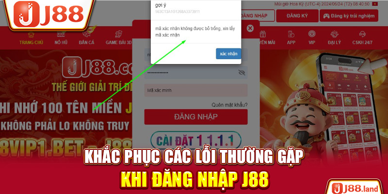 Khắc phục các lỗi thường gặp khi đăng nhập J88